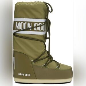 Moon Boot Icon Tall Khaki Green Snow Boots 35/38=3.5-6US